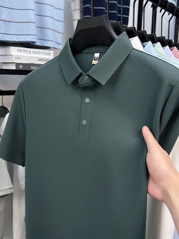 2025 Men's Sporty Polo Waffle Shirt | Moisture-Wicking Golf Tennis Top Sizes S-5XL, Snap Buttons, 7A Antibacterial High Quality