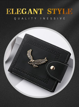 Men's Wallet Men's Short Wallet Youth Fashion Personality Pu Leather Credit Card ID Card Holder Wallet Folding Wallet