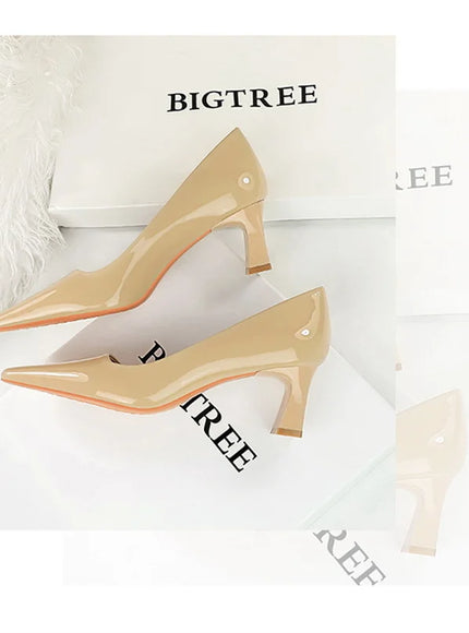 2024 Spring Versatile Fashion Shallow Mouth Patent Leather