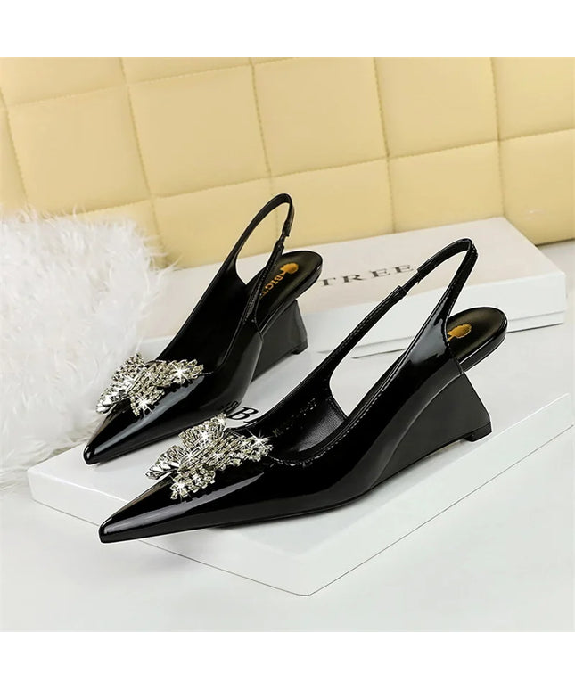 New Wedges Patent Leather Shallow Pointed Toe High