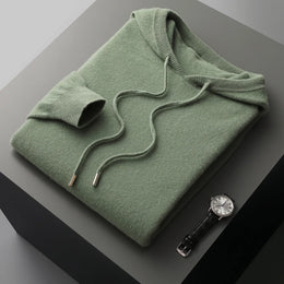 MVLYFLRT Men's One-Piece Ready-to-Wear Hoodie 100% Merino Wool Knitted Sweater Shirt Autumn Winter Casual Large Top Long Sleeved