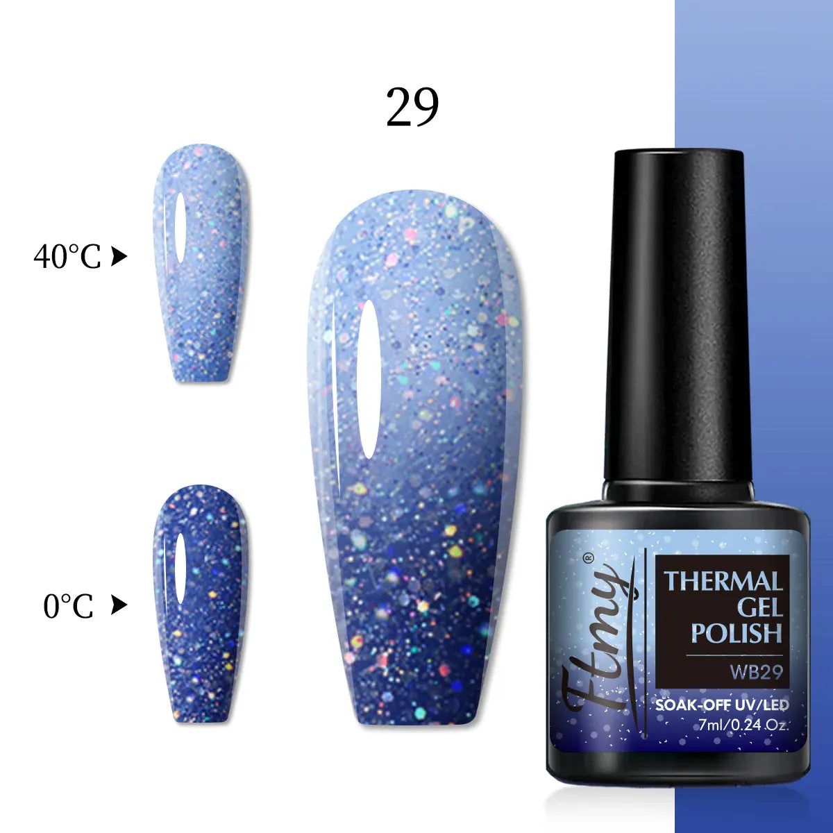 Halloween Theme Glitter Heat Nail Polish, Temperature Changing Color Removable UV LED Glitter Gel Polish, Mood Changing Nail Pol