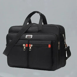Men Large Capacity Business Briefcase Portable Versatile Shoulder Bag Multiple Pockets Handbag for Business & Casual Use
