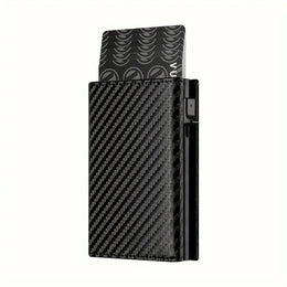 Men's Wallet with Zipper Coin Purse Automatic Pop-up Metal Credit Card Holder Minimalist RFID Blocking Business Card Wallet Idea