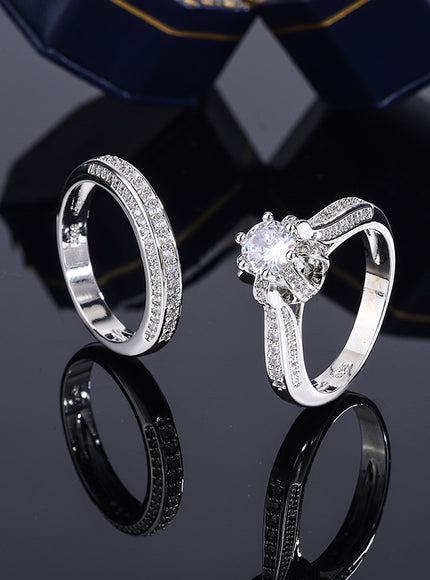 High Quality Crystal Zircon Wedding Ring Set Fashion Big Stone Finger Ring Promise Bridal Engagement S925 Silver Rings for Women