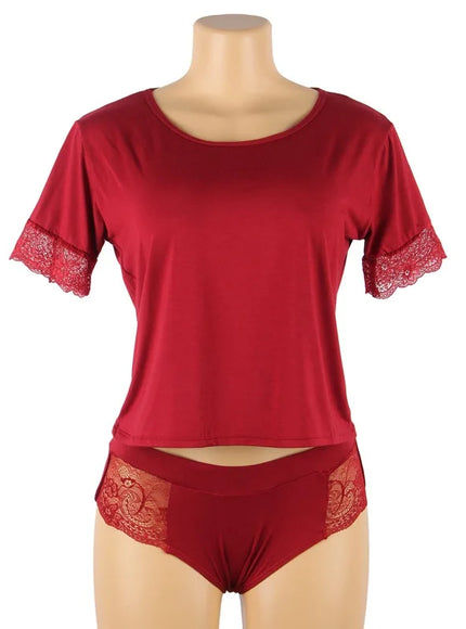 Plus Size Soft Modal Material sexy women lingerie sets pajama sets T-shirt and Panties Set for woman young ladiesfrom M-5XL