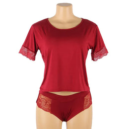 KissICON Plus Size Soft Modal Material sexy women lingerie sets pajama sets T-shirt and Panties Set for woman young ladiesfrom M-5XL