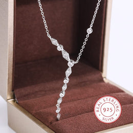 KissICON KissIcon Luxury 925 Silver Tassel Necklace - Zircon Sparkle