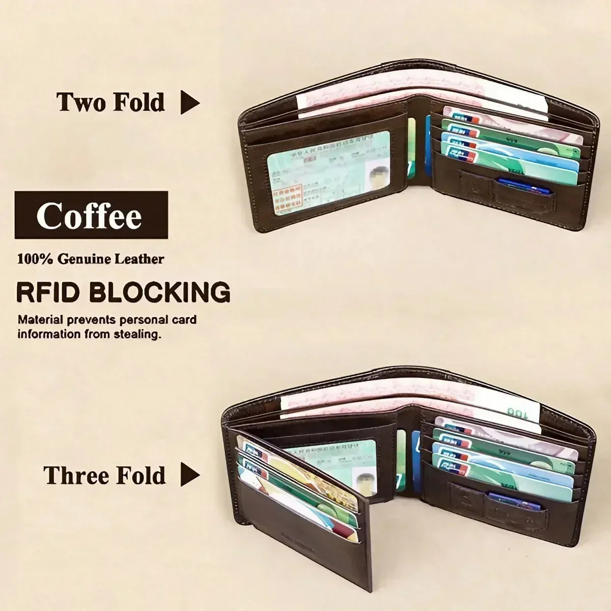 Genuine Leather Wallet for Men RFID Blocking Thin Multifunctional Credit Card Holder Short Money Bag Purse Mens Bifold Wallet