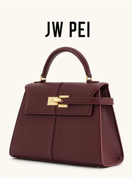 JW PEI Women's Handbag Elise Designer Fashion 2025 New Burgundy Handbag Large Square Crossbody Bag High-end Women's Bag