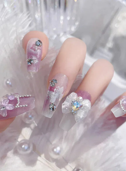 KissIcon Blush Pink Nails Pearl 3D Tips -