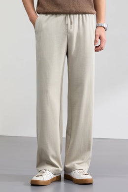 Lyocell Cotton Men's Casual Pants Breathable Straight Leg Loose Fit Elastic Waist Ice Silk Quick Dry Trousers Spring Summer 2026