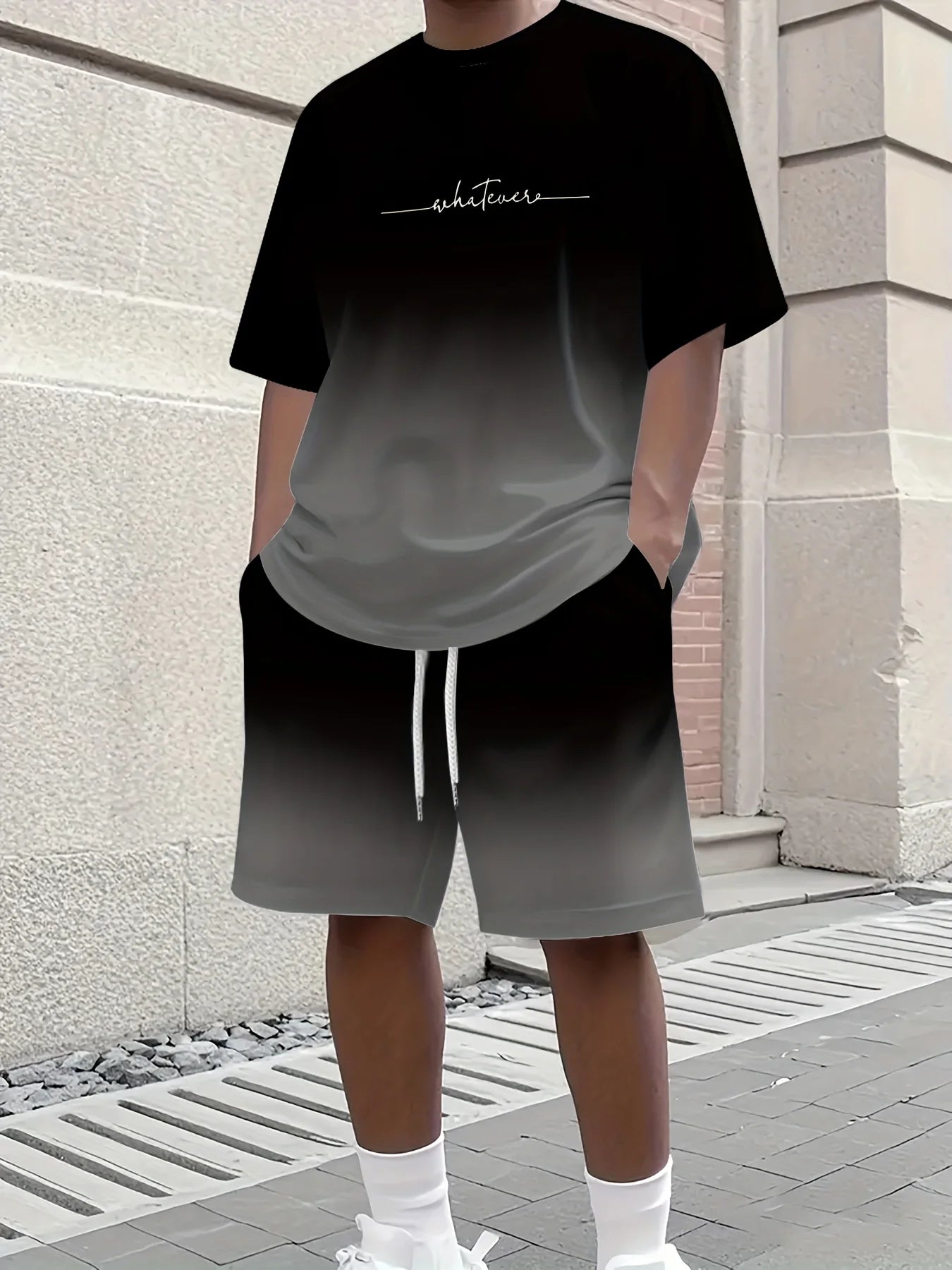Summer Casual Men's T-Shirt and Shorts Set 2026 Sportswear Set Plus Size Short-Sleeve T-Shirt Drawstring Pocket Shorts Set