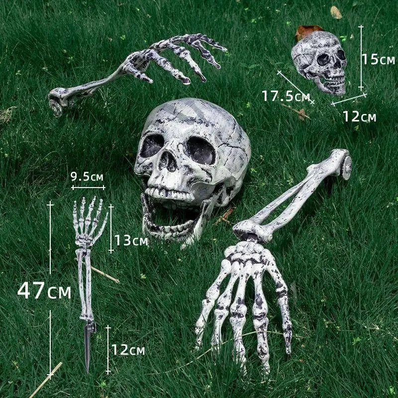Halloween Decorations Scary Props Realistic Skeleton Skull & Hands Halloween Home Decor Yard Prank Festivals Party Supplies