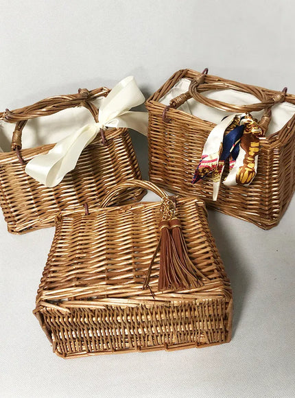 Straw Woven Small Square Rattan Women's Handbag
