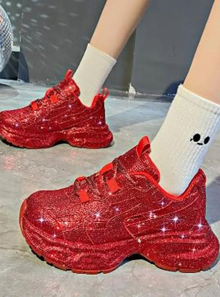 2025 Women Luxury Platform Sneakers Bling Casual Outdoor Shoes High Quality Running Tennis Sneaker Lace Up Fashion Sport Shoe