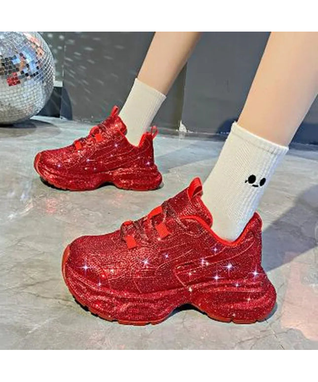 2025 Women Luxury Platform Sneakers Bling Casual Outdoor Shoes High Quality Running Tennis Sneaker Lace Up Fashion Sport Shoe