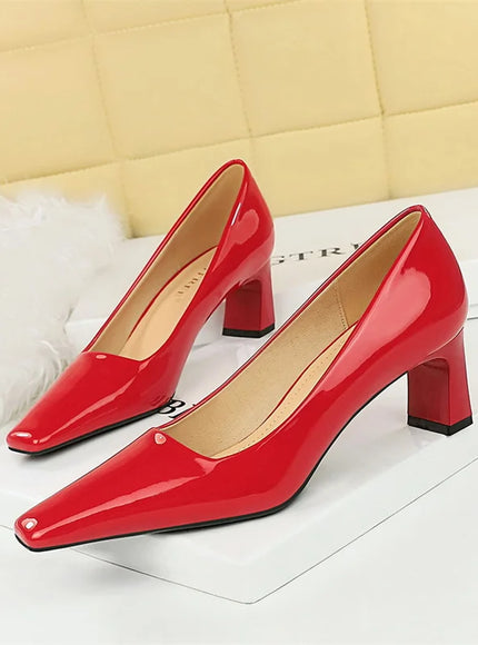 2024 Spring Versatile Fashion Shallow Mouth Patent Leather