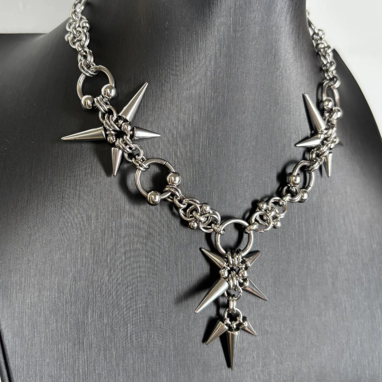 Punk Grunge Rock Rivet Pendant Chain Cool Fashion Handmade Geometric Necklace Goth Charm Jewelry Hip Hop Accessories