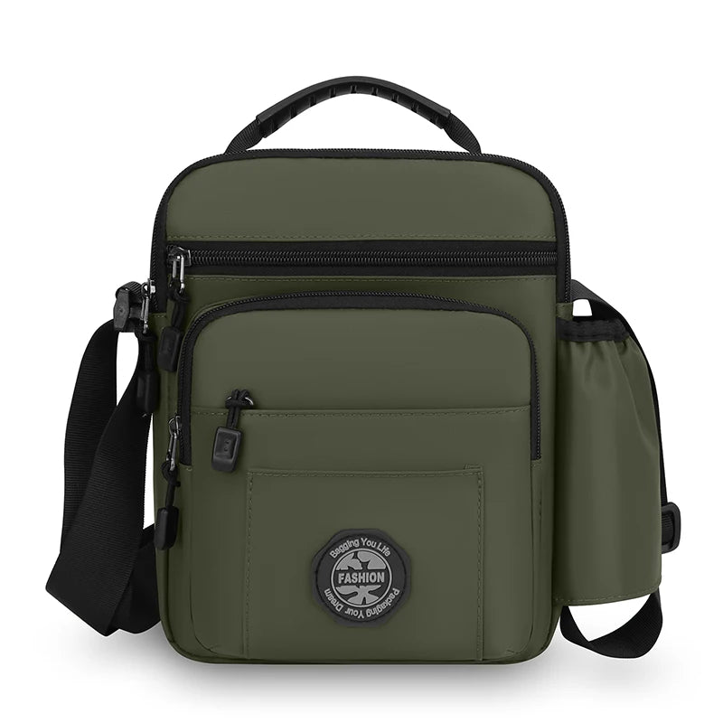 Mens Nylon Crossbody Bag Wear Resistant Multi Compartments Adjustable Strap For Hiking Cycling Work Errands Outdoor Daily Carry