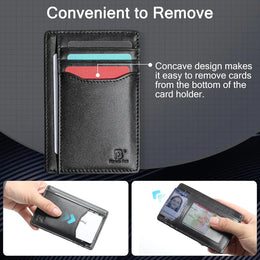 Pomelo Best Mens Wallet, Slim Genuine Leather Purse with RFID Blocking, Ultra-Thin Credit Card Holder for 7 Cards and Cash