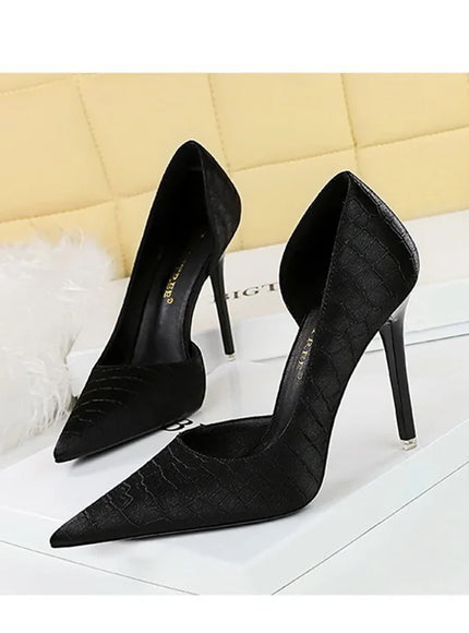 Fashion Suede Black Women Simple Pumps Wine Glasses