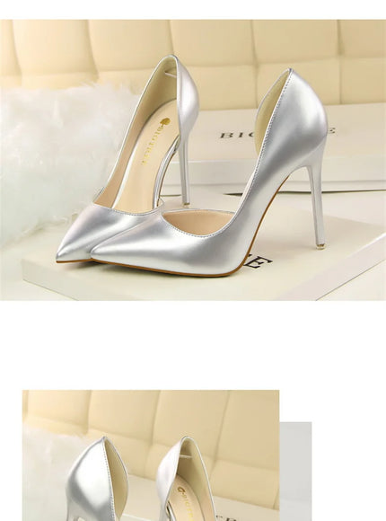 Candy Color Patent Leather Shallow Mouth Pointed Toe
