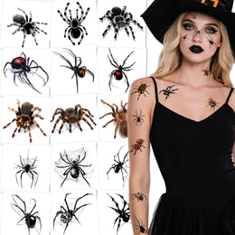 10pcs 3D Spider Temporary Tattoos - Realistic Waterproof & Easy- Stickers for Halloween Costumes, Makeup, and Party Supplies