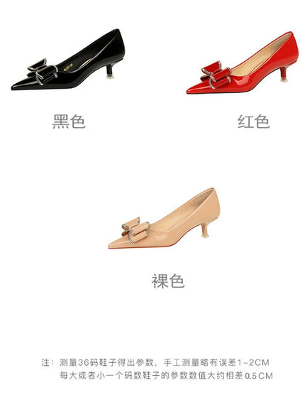 New Fashion Street Style Patent Leather Rhinestone Butterfly-knot
