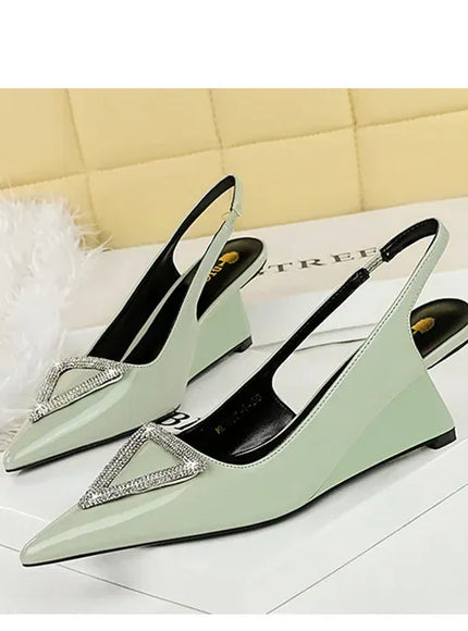KissICON Wedges Women Shoes High Heel Shallow Pointed Toe
