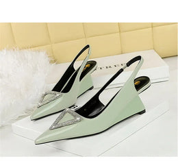 KissICON Wedges Women Shoes High Heel Shallow Pointed Toe