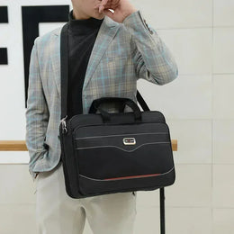 Men Large Capacity Business Briefcase Portable Versatile Shoulder Bag Multiple Pockets Handbag for Business & Casual Use