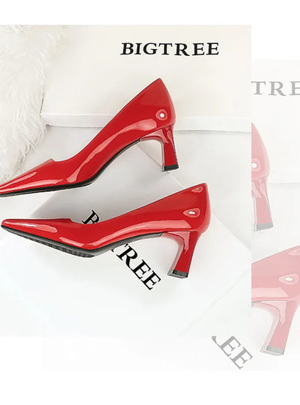2024 Spring Versatile Fashion Shallow Mouth Patent Leather