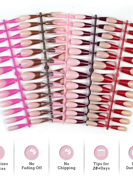 Colorful Fake Nails Set - Adhesive Glue Press