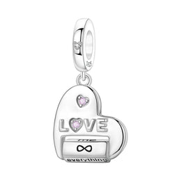 Original Charms Beads 925 Sterling Silver Zircon LOVE Winged Protect Heart Pendant For DIY Necklace Bracelet Fine Jewellery Gift