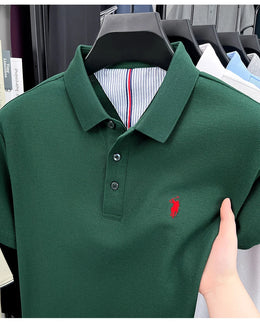 100% pure cotton short sleeved men's polo shirt summer fashion high-end brand pony embroidery golf top casual business T-shirt