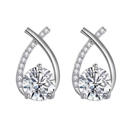 SKEDS Fashion Cross Stud Earrings For Women Korean Style Elegant Crystal Jewelry Ear Rings Fishtail Lady Earrings Gift
