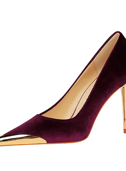Women Fashion Comfort Suede High Heels Green Burgundy