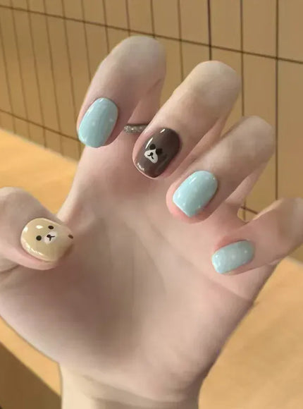 Cute Little Bear Press On Nails Short Style