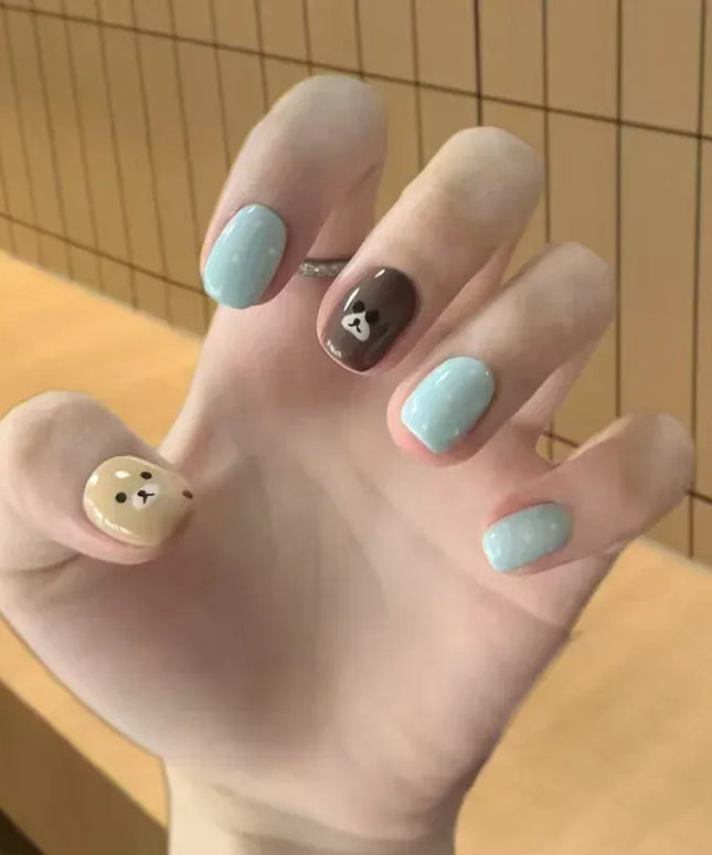 Cute Little Bear Press On Nails Short Style