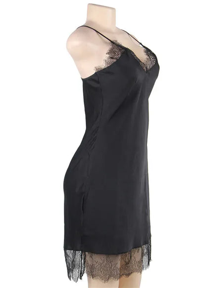 Women Lingerie Nightgown Silk Satin Slip Dress Nightie Lace Chemise Sexy Night Dress Lingerie Plus Size Nightgown Nightwear