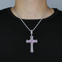 2025 New Cross Pendant for Men Women Full Iced Out Cubic Zircon Hip Hop Necklace Link Chain Fashion Rock Jewelry