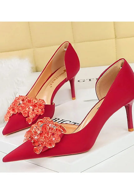 2024 New Rhinestone Women Pumps Bow knot Retro
