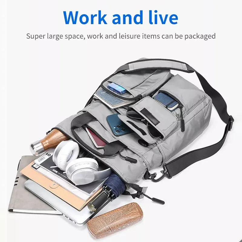 Mens Business Messenger Bag Laptop Shoulder Bag Multifunctional Computer Work Office Bag Waterproof Briefcases Travel Handbag