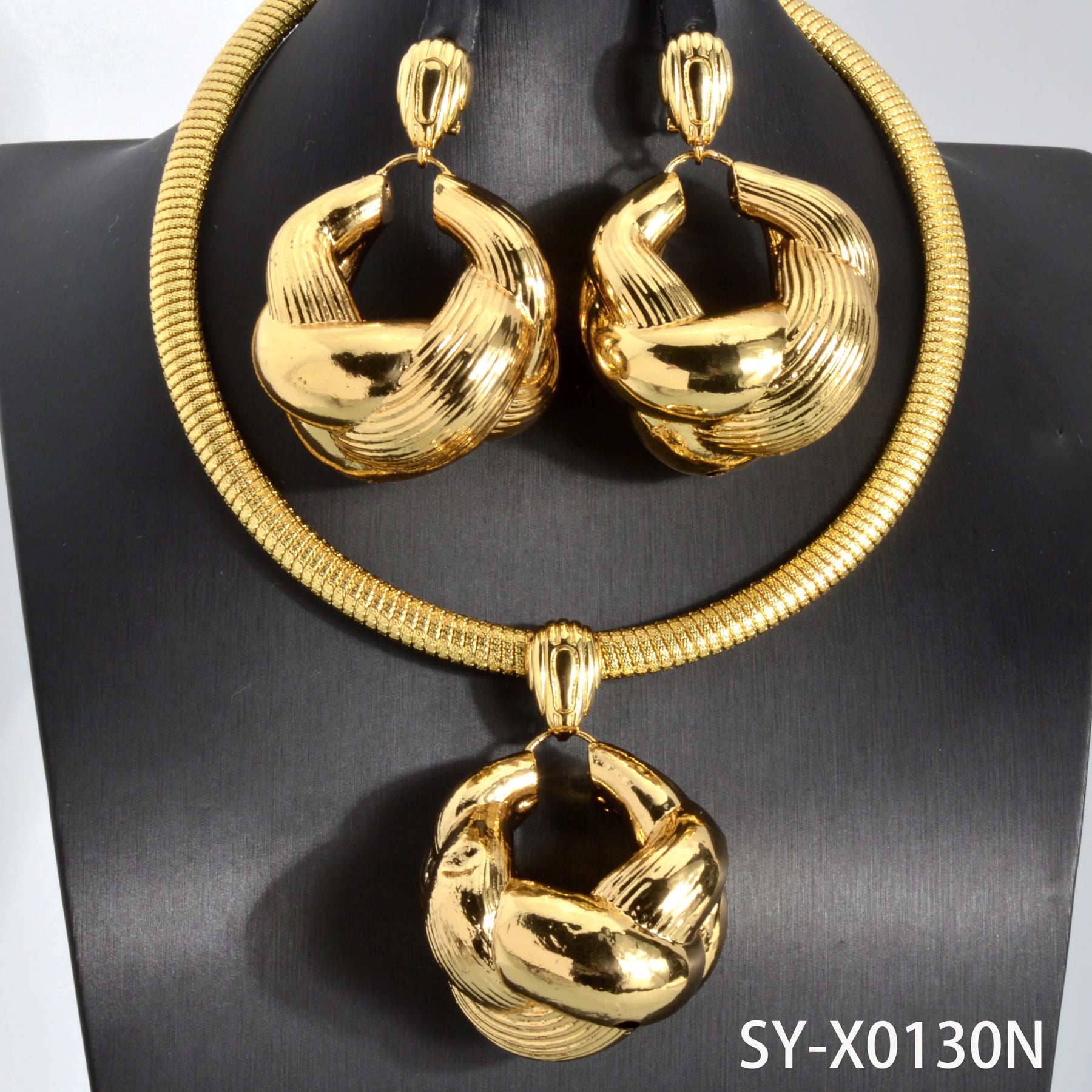 Gold Color Collar Necklace Earrings Jewelry Set For Women Dubai Africa Luxury Quality Jewellery Party Wedding Accessories