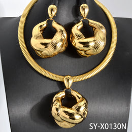 Gold Color Collar Necklace Earrings Jewelry Set For Women Dubai Africa Luxury Quality Jewellery Party Wedding Accessories