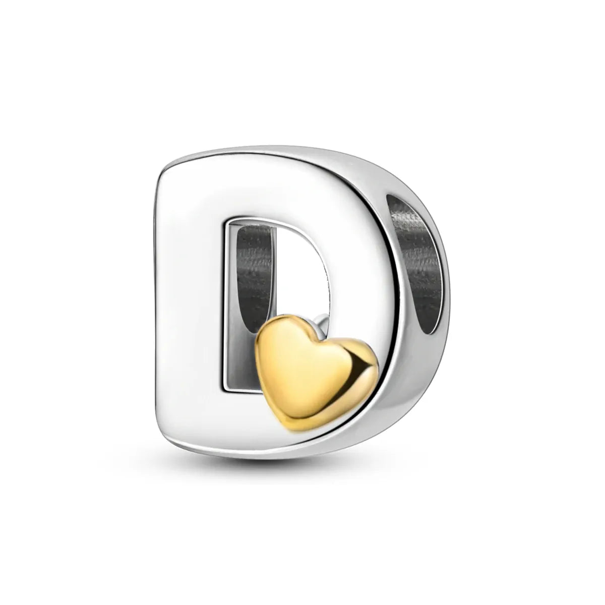 KissICON KTC874-D New Silver Plated Heart Shape A-Z Letter Charms Beads Fit Original Bracelet  Bead For Women Jewelry Making Gift