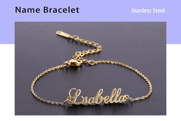 Letter Text Custom Name Bracelet For Women Men Personalized Gold Color Anklet Family Gift Stainless Steel Chain Pendant Jewelry