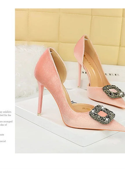 Women Super High Heels Velvet Pumps Shallow Mouth