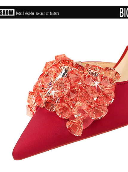 2024 New Rhinestone Women Pumps Bow knot Retro